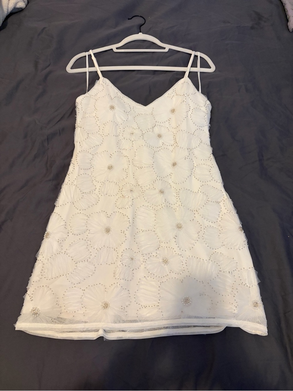 Abercrombie & Fitch Ivory Floral Beaded Mini Dress
